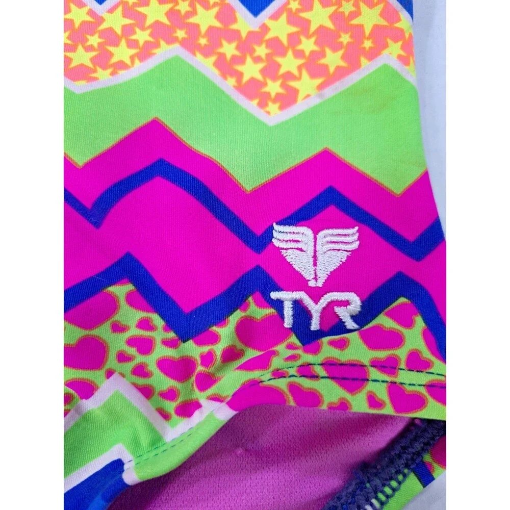 TYR Swirl Pool Diamondfit 1-pc Girls Swimsuit DGSW7YH Size Small (6/6X)